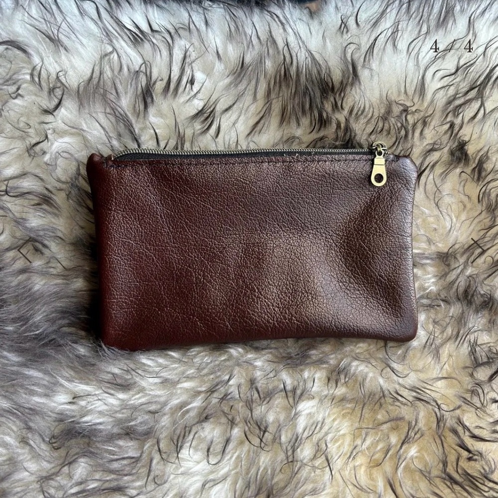 Brown Leather Zipper Pouch
